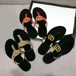 Men Slippers Woman Shoe Beach Slides Flat Slipper Designer Shoes Sandals Lady Loafers Flip Flops Big Summer Rubber Bottom Metal Button Size