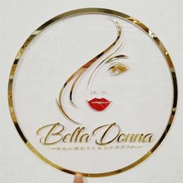 Christmas Decorations Personalised Beauty Shop Name Custom Mirror Gold Acrylic Baby shower Sign Party Decor 221109