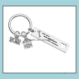 Key Rings Stainless Steel Housewarming Key Chain Pendant Family Love Keychains Creative House Lage Decoration Ring Drop Delivery Jewe Dhrlw