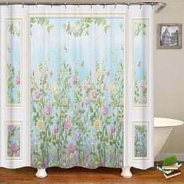 Shower Curtains 3D Print Flower Plant Bird Curtain Landscape Nature Scenery Polyester Waterproof Home Bathtub Decor Bath