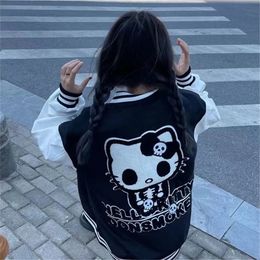 Women's Hoodies Sweatshirts Cute Cartoon Sweatshirt Female Harajuku Streetwear Funny Zipper Women Black Jacket Pullover Oversize Tops Vintage 221109