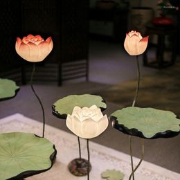 Floor Lamps Creative Chinese Classical Lotus Lamp Room Teahouse Bedroom Corridor Wind Leaf Vertical Desk