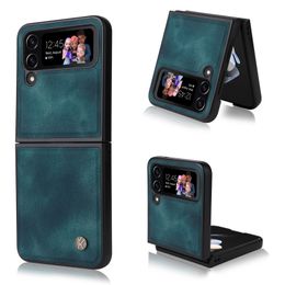 Wallet Phone Cases for Samsung Galaxy Z Flip 4/3 Skin-Feeling PU Leather Cover Case with Card Slots