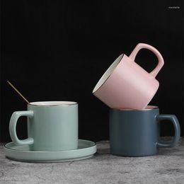 Mugs INS Creative Simple Mug With Spoon European Light Luxury Milk Ceramic Cup Nordic Style Office Coffee