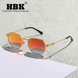 Sunglasses HBK Metal Vintage Pilot Men Women Brand Design Classic Sun Glasses High Quality Hexagon Mirror Reflection Gafas 221108