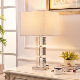 Table Lamps XIRIGHT Modern Living Room Square K9 Crystal Lamp For Bedroom Bedside El Club Study Sample Decorative