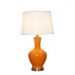 Table Lamps American Style Orange Ceramic Lamp For BedRoom Bedside Living Room Foyer Study Desk Reading Night Light TD037