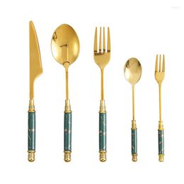 Dinnerware Sets Kitchen Utensils Set Portable Stainless Steel Cutlery Restaurant Camping Cookware El Table Dining Room Gift Kitchenware