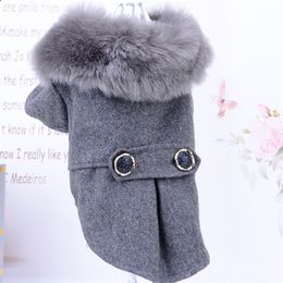 Dog Apparel Winter Clothes Pet Cat fur collar Jacket Coat Sweater Warm Padded Puppy for Small Medium s Pets 221109