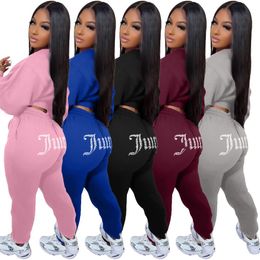 2024 Designer Brand Women Tracksuits Jogging Suits pullover Pants 2 Piece Set Long Sleeve Sweatsuit hot drilling Sport Outfits casual fall winter Clothes 8885-1