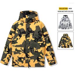 Men's Down Winter Jacket Men Thicken Warm Parkas Casual Long Outwear Hooded Collar Camouflage Jackets White Duck Coat Lady