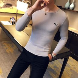 Men's T Shirts 2022 Shopkeeper Style Autumn Round Neck Fashion Trend Collar Long Sleeve T-shirt Bottomed Shirt Slim Top