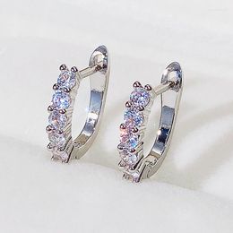 Hoop Earrings Uring Simple U Shaped With Round CZ Stone Stylish Daily Wear Women Accessories Low-key Versatile Jewelry