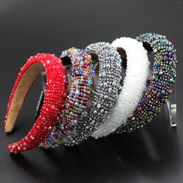 Hair Clips 2022 Colourful Bling Rhinestones Headbands For Womens Luxury Shiny Padded Diamond Crystal Bands Party Accessories 241