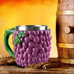Mugs 3D Stereoscopic Fruit Shaped Beer Mug Stainless Steel Cup Drinking Metal Insulated 1PCS Bar