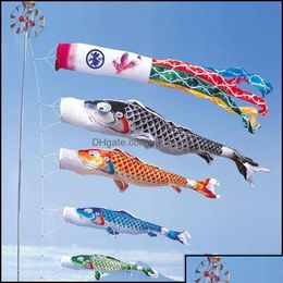 Decorative Objects Figurines 40/70/100 Cm Japan Style Carp Wind Sock Flag Chimes Hanging Decorations Yard Koinobori Decor 265902 Dro Otab7