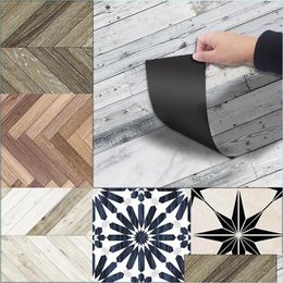Wall Stickers 3D Floor Stickers Waterproof Tiles In Wall Wood Self Adhesive Pvc Wallpaper For Bathroom Living Room Home Decor 20X300 Dhoqy