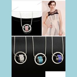 Pendant Necklaces Double Necklaces Pendants 18K Gold Sier Plated Crystal Circle Heart Pendant Necklac Drop Delivery Jewellery Dhhek