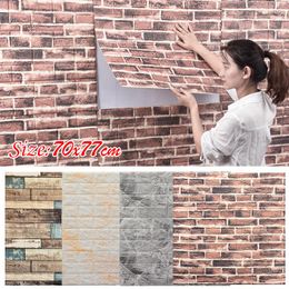 Wall Stickers Retro Tile Living Room Brick Pattern Waterproof 3D Wallpaper Background Art Decals Teen Decor