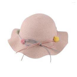 Hats Caps Kids Baby Girl Anti-UV Straw Hat Children Summer Visor Beach Wavy Sunhat Cap Bag