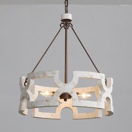 Pendant Lamps Simple American Retro Wooden Chandelier Creative Personality Living Room Homestay Restaurant Art Lighting