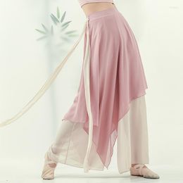 Stage Wear Pink Classical Dance Pants Women Performance Costume Chiffon Chinese Trouser Dancer Practise Festival Clothing JL4468