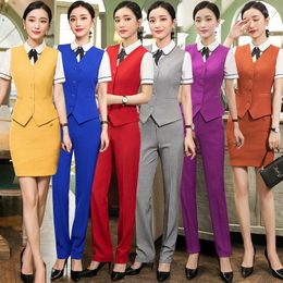 Two Piece Dress Spring Summer Formal Vest & Waistcoat Plus Size Ladies Suits Business With Skirt And Jacket Pant Sets Office Uniform