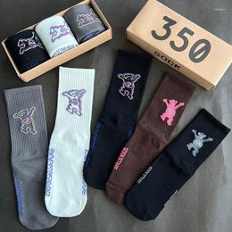 Men's Socks Men's Funny Laser Bear Fashion Street Cotton Hip Hop Internet Celebrity Basketball Women Sock 3 Pairs/Box Gift Pack