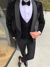 Customise tuxedo One Button Handsome Shawl Lapel Groom Tuxedos Men Suits Wedding/Prom/Dinner Man Blazer Jacket Pants Tie Vest W1197