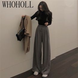 Women's Pants Capris Spring Suit Female Solid Wide Leg Women Full Length Ladies High Quality simple Casual Straight 221109
