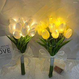 Decorative Flowers LED Light Not Wither Highly Simulated Artificial Tulip Fake Flower For Office