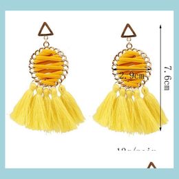 Dangle Chandelier Tassels Dangle Earrings Jewellery Retro Ethnic Style Weave Handmade Reticar Round Drop Earring Women Party Gifts E Dh0Gw