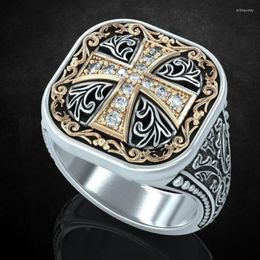 Cluster Rings Vintage Medieval Crusader Templar Knights Cross Signet Punk Ring Glamour Men's Rock Party Jewelry Wholesale