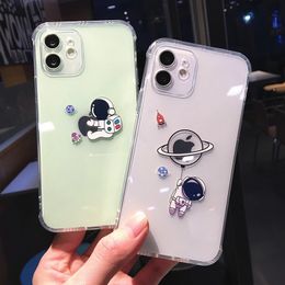 Luxury cases Soft Cute Astronaut Phone Case For iPhone 11 12 13 14 Pro Max XS X XR 7 8 plus mini SE Transparent Shockproof Cases Cover