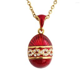 Pendant Necklaces YAFFIL Women Luxury Necklace Jewelry Brass Enamel Handmade Russian Easter Flowers Vintage Egg Crystal 2022