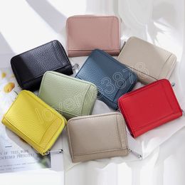 8 Colour Wallet Mini Cute Coin Purse Leather Anti-theft Scan Ladies Zipper Simple Storage Bag Unisex Card Holders
