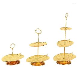 Plates Dessert Stand 1/2/3 Tier Cupcake Tower Golden Leaf Shape Cake Snack Serving Tray