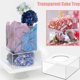 Bakeware Tools Square Transparent Acrylic Cake Display Board Refillable Tray Stand Box DIY Decoration Base