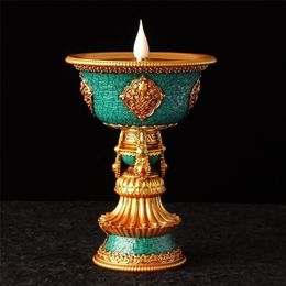 Candle Holders Tibetan Rechargeable Holder Home Decoration LED Electronic stick Vintage Decor Buddhist Lamp 221108