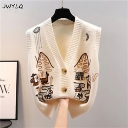 Women's Vests Autumn Sweater Knitted Vest Korean Top For Women Clothing Oversize Vintage Sleeveless Fashion Harajuku V-neck Cardigans 221109