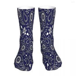 Men's Socks Beautiful Floral Blue And White Paisley Pattern Bohemia Hippie Sock Men Women Polyester Stockings Customizable Design