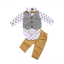 Clothing Sets Born Baby Boys Formal Suit Shirt Waistcoat Pants Tuxedo Casual Outfits Set