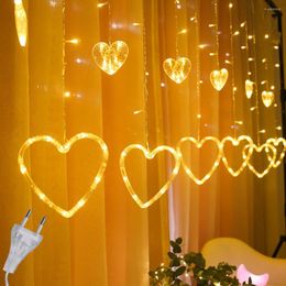 Strings 2.5M Christmas Garlands Curtain Heart-shaped LED String Light 220V EU Plug Wedding Party Holiday Lighting Decoration