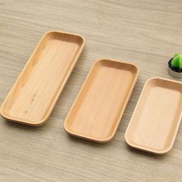 Plates Natural Wooden Rectangular Tea Tray Bread Dessert Cake Plate Sushi Snack Saucer Breakfast Serving Kitchen Tableware