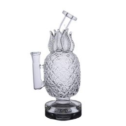 Colorful Glass Bong Water Pipe Hookah 8.66 inch Pineapple Shape Recycler Oil Dab Rig Bubbler for Smoking with 14mm Female Bowl