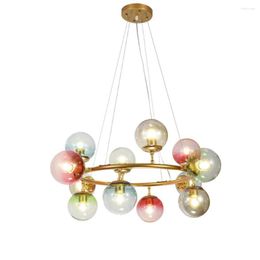 Chandeliers Led E27 Postmodern Iron Glass Magic Bean Lustre Chandelier Lighting Suspension Luminaire Lampen For Dinning Room Foyer