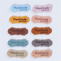 Party Decoration Handmade Leather Labels Microfiber Colorful with Love Hearts Embossed Crochet Tags with Holes for Crafts Knitting Sewing Hats Purses Clothing XB1