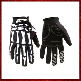 ST111 Skeleton Pattern Unisex Full Finger Bicycle Cycling Motorcycle Motorbike Racing Riding Gloves Bike Glove for Women and Men