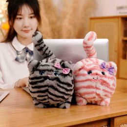 1Pc 2230Cm Cute Chubby Striped Cat Plush Dolls Playful Kitten Pillow Filled Soft Animal Kawaii Toy for ldren Girls Gift J220729