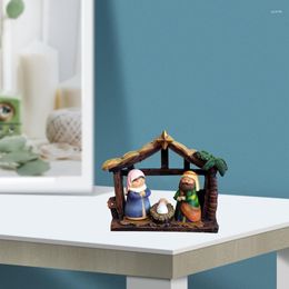 Decorative Figurines Christmas Nativity Scene Crib Figurine Set With Nursery Holy Family Statue Table Decorations